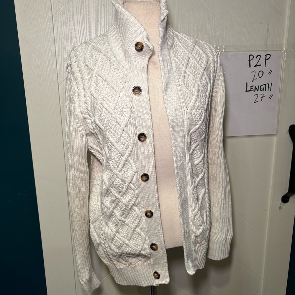 Swedish Cotton Cable‎ Knit Cardigan | heritage alpine sweater-Medium/ grandpa - Picture 5 of 16